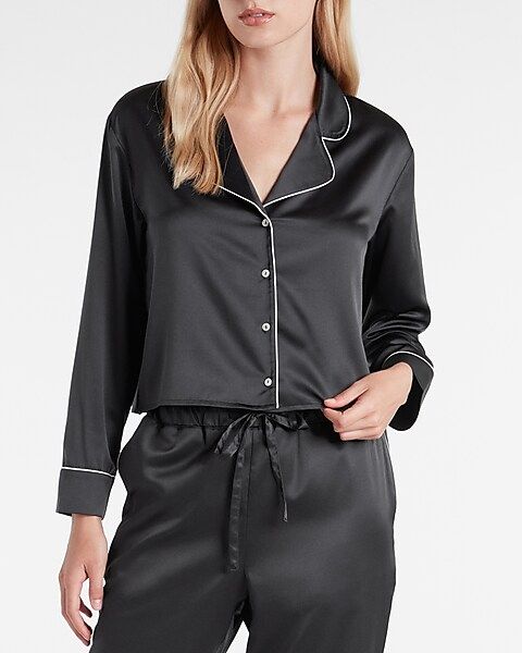 Satin Long Sleeve Pajama Shirt | Express