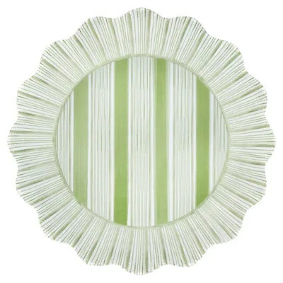 Juliska Cabana Stripe Coastal Beach Seagrass Melamine Dinner Plate - Set of 4 | Kathy Kuo Home