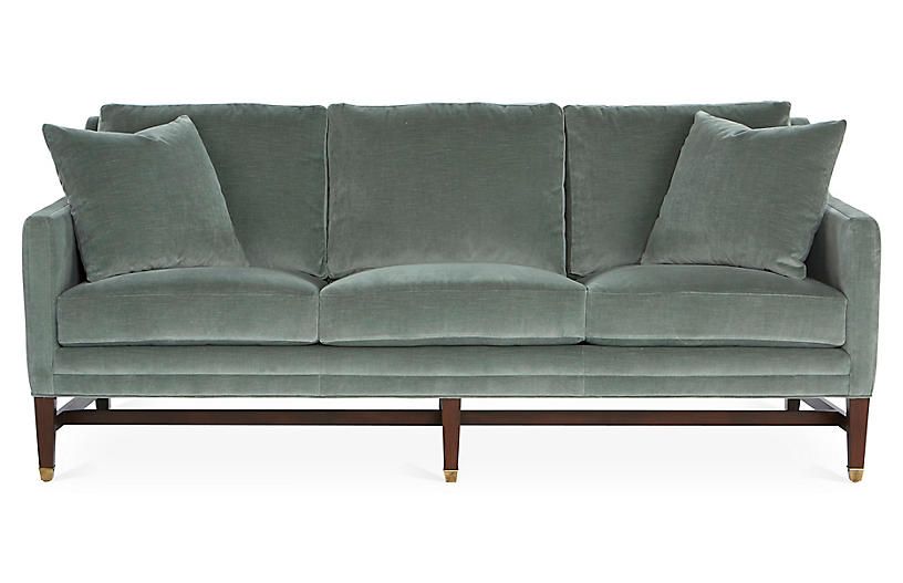 Arden Sofa, Sage Velvet | One Kings Lane