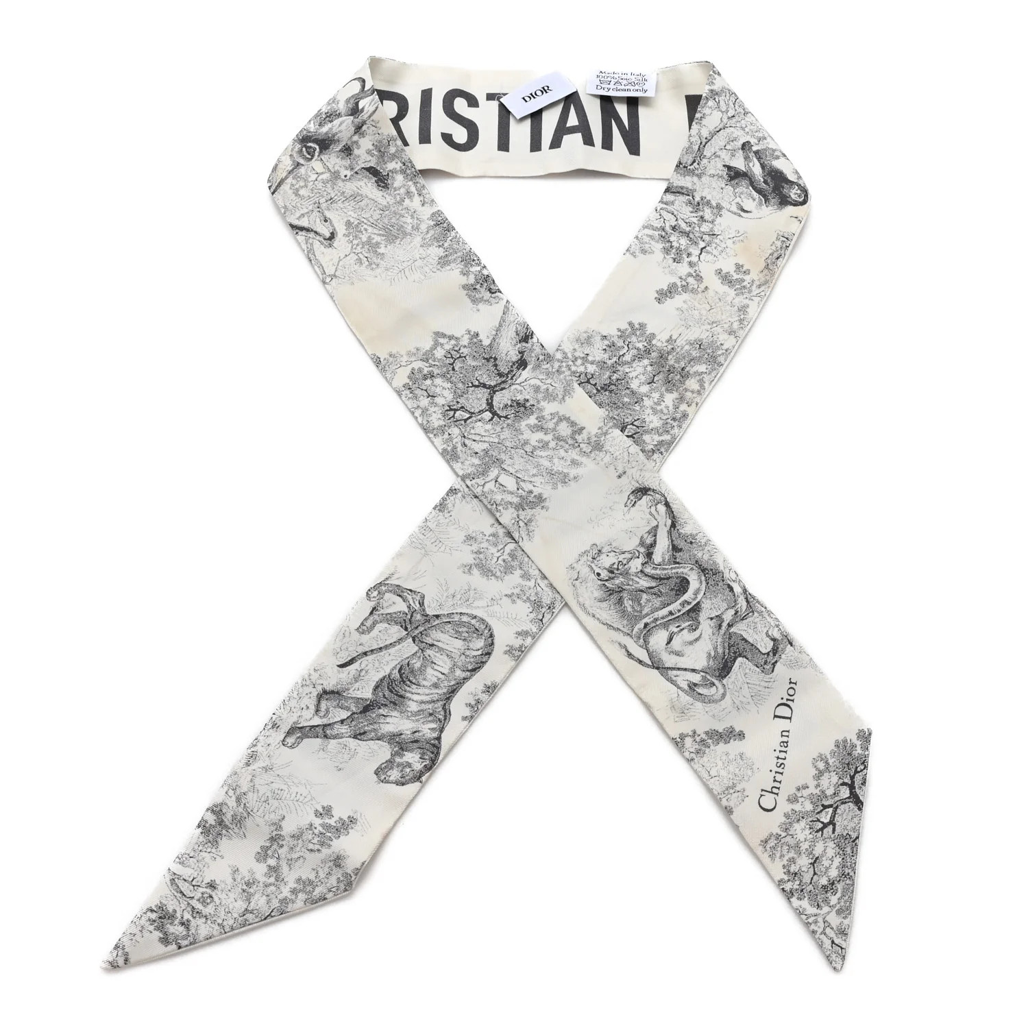 Christian Dior Silk Toile De Jouy Mitzah Scarf White 1848603 | FASHIONPHILE (US)