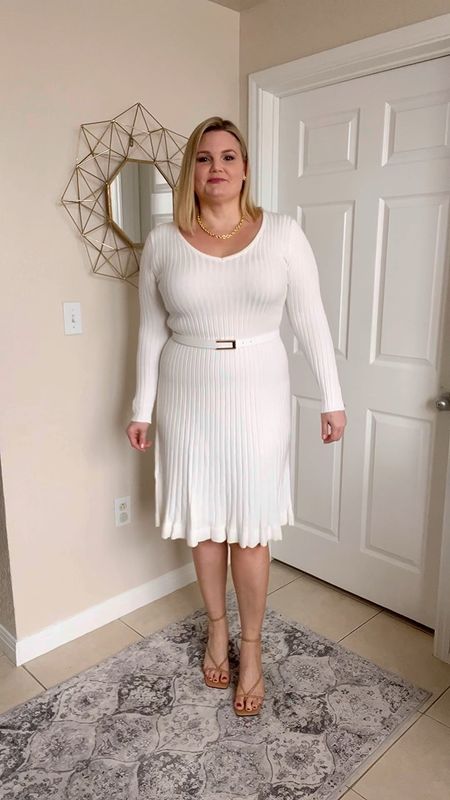 White ribbed sweater dress styled for winter and spring! Dress is TTS- wearing the large. Coatigan in size large  

#LTKover40 #LTKmidsize #LTKworkwear