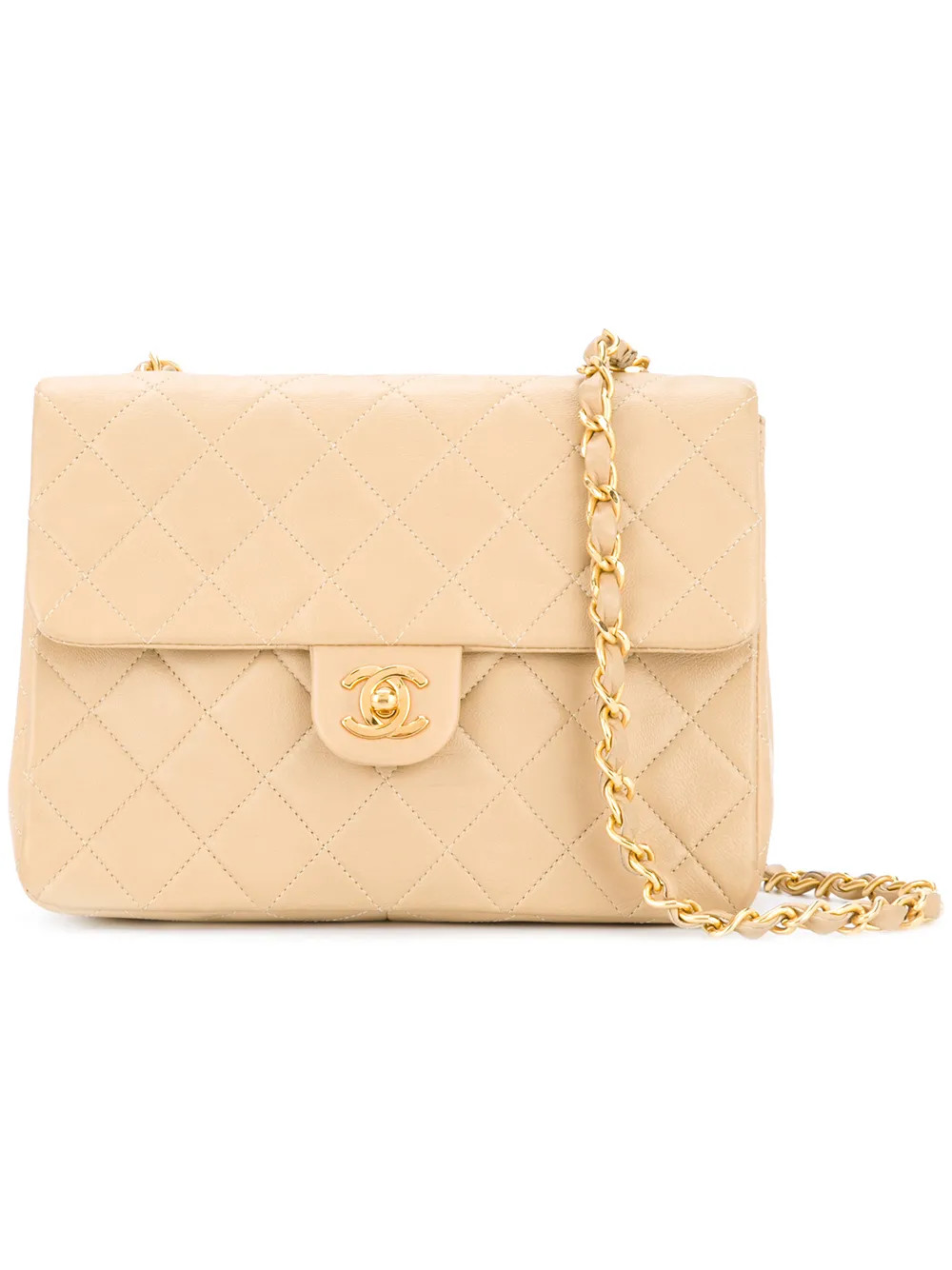 Chanel Vintage square quilted shoulder bag - Nude & Neutrals | FarFetch US