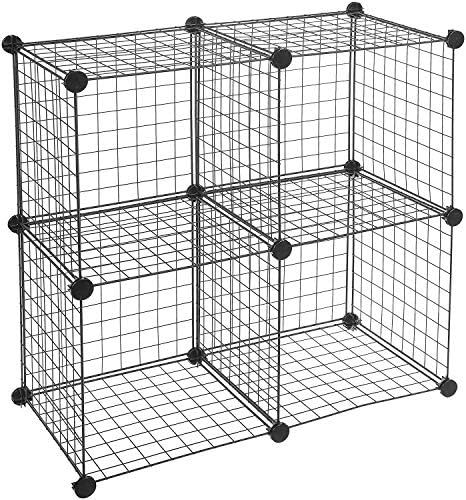Amazon Basics 4 Cube Grid Wire Storage Shelves, Black | Amazon (US)