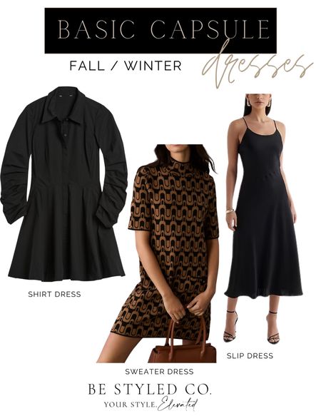 Fall dresses - capsule wardrobe - sweater dress - shirt dress - slip dress 

#LTKSeasonal #LTKworkwear #LTKfindsunder100