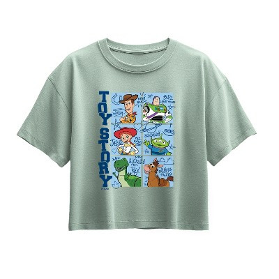 Girls' Toy Story Yearbook Short Sleeve Boxy Graphic T-Shirt - Seafoam - Medium | Target