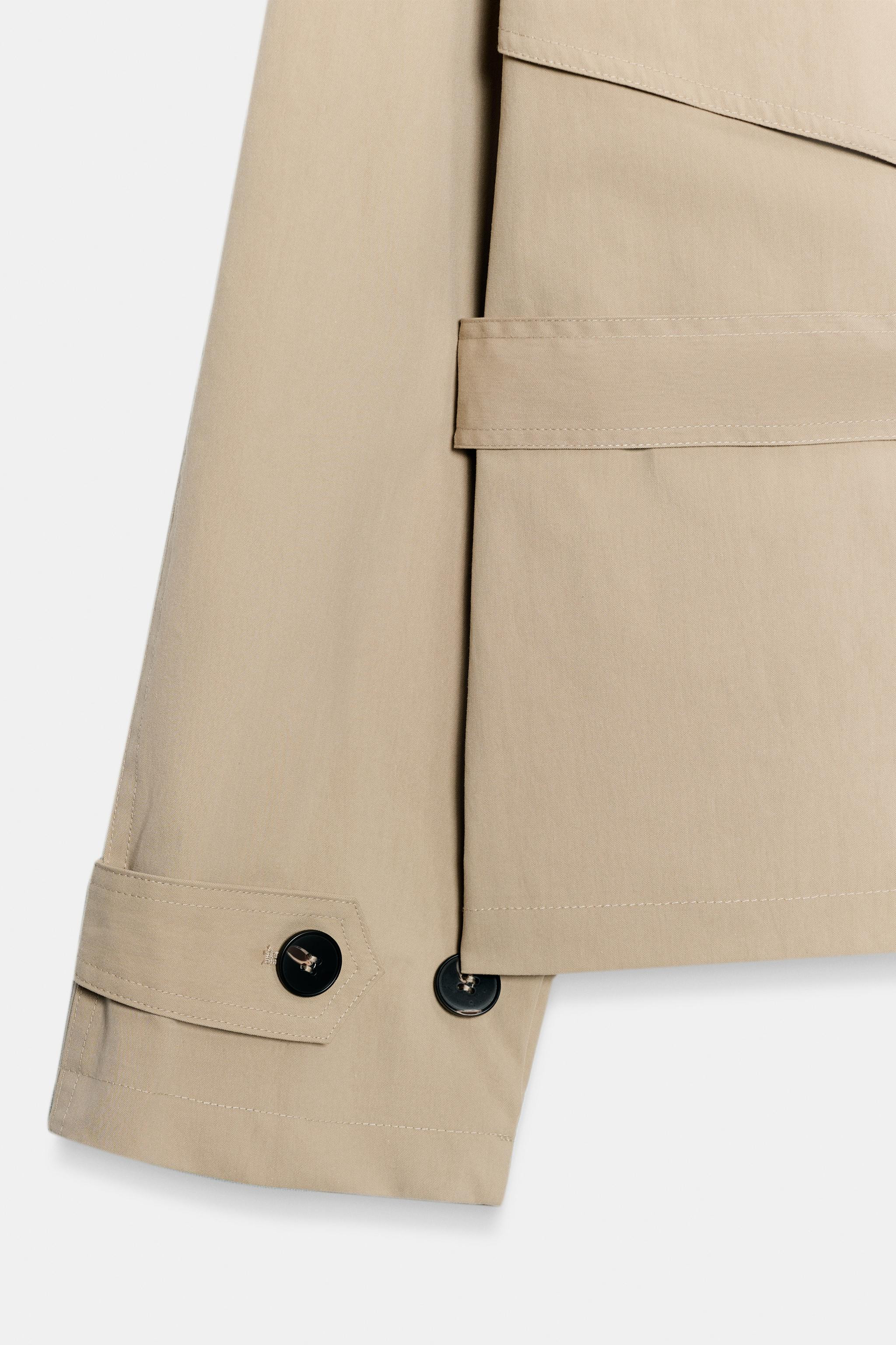 SHORT TRENCH JACKET WITH SHOULDER PADS AND BELT | Zara US