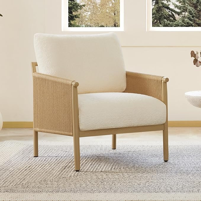 CHITA Braid Accent Chairs, Modern Armchair with Wood-Like Finish Metal Frame for Living Room and ... | Amazon (US)