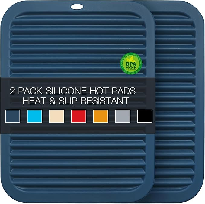 2 Pack Silicone Mats for Kitchen Counter, 9x12''Silicone Trivets for Hot Pots and Pans Hot Pads f... | Amazon (US)