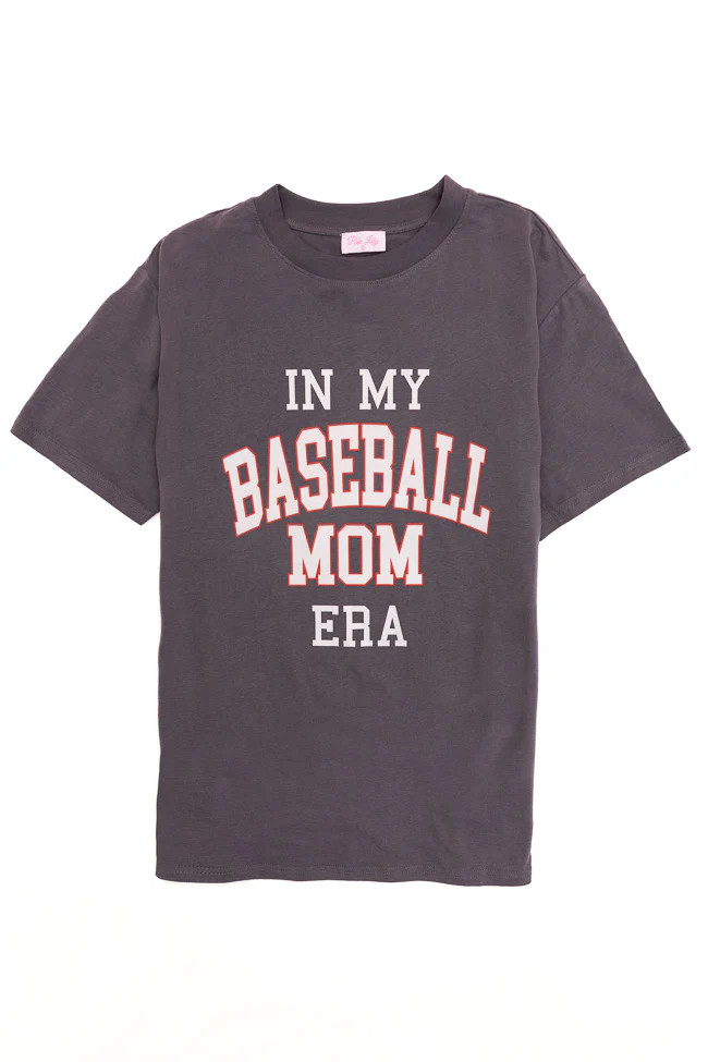 Baseball Mom Era Grey Oversized Graphic Tee | Pink Lily