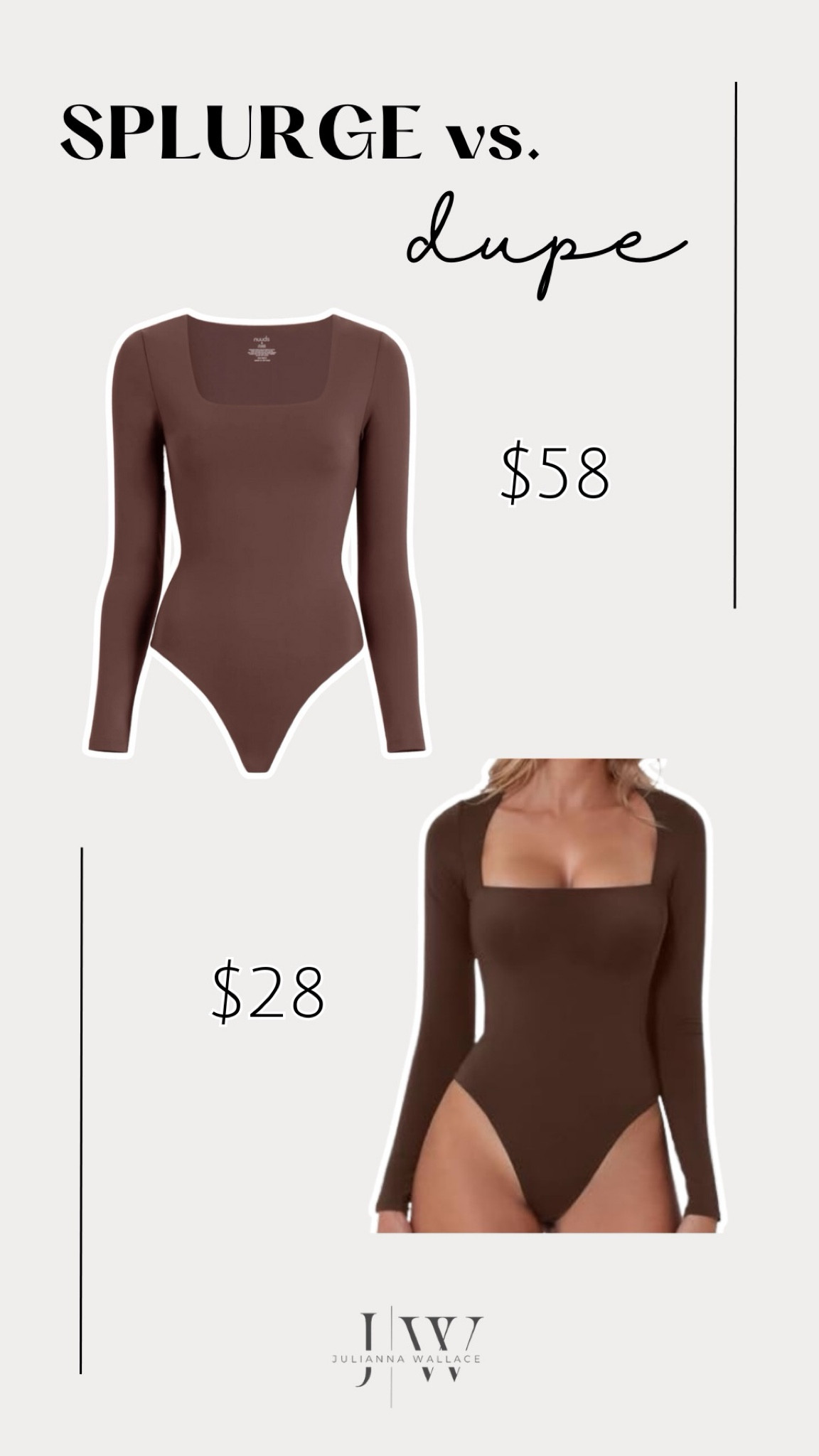 Nudes dupe 
Brown bodysuit 
Square neck bodysuit 

#LTKU #LTKfindsunder50 #LTKGiftGuide