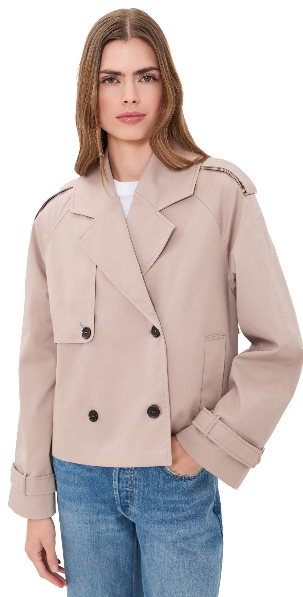 ANINE BING Rickie Cropped Trench Coat Beige M | Shopbop