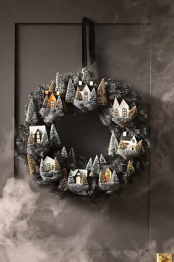 Halloween Spooky House Light-Up Wreath | Anthropologie (US)