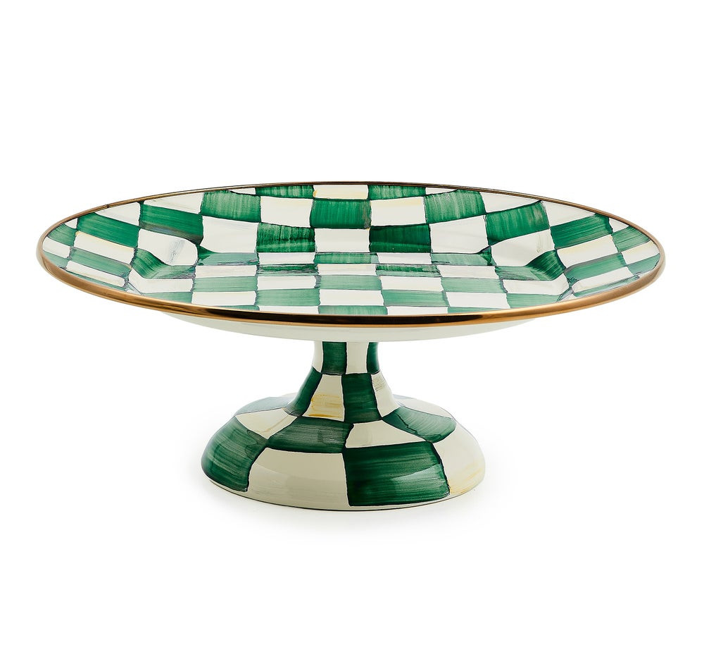 Emerald Check Small Pedestal Platter | MacKenzie-Childs