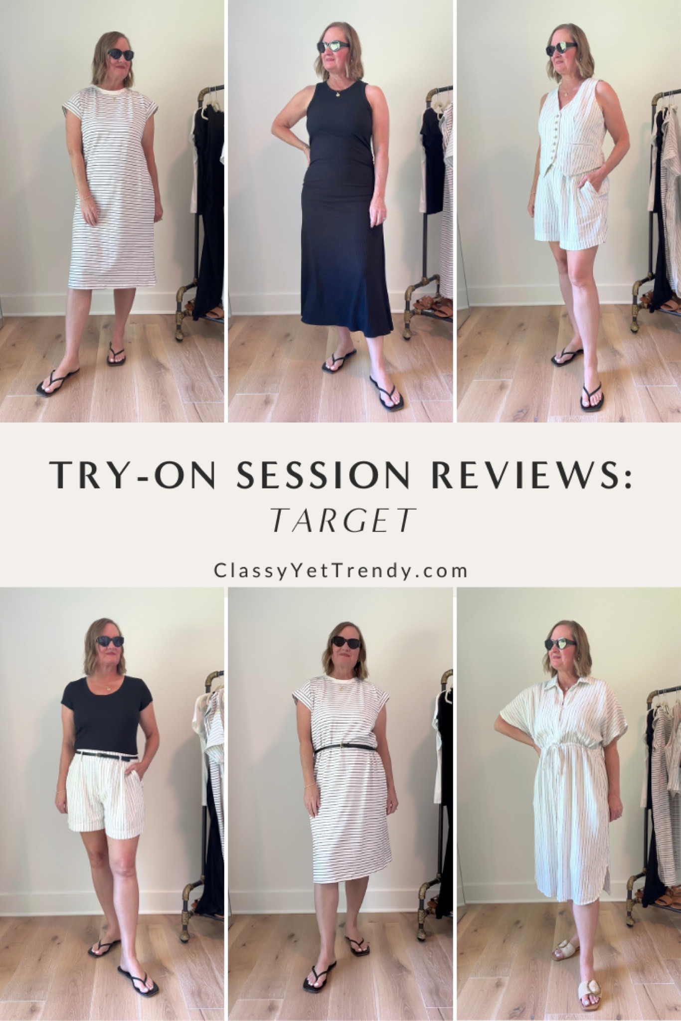 Styling Target’s Summer New Arrivals 😎 Capsule wardrobe staples at budget prices ✔️ 

Tailored linen vest, pleated tailored shorts, linen dress, tank dress, striped tee dress, scoop neck top, Tkees thong sandals