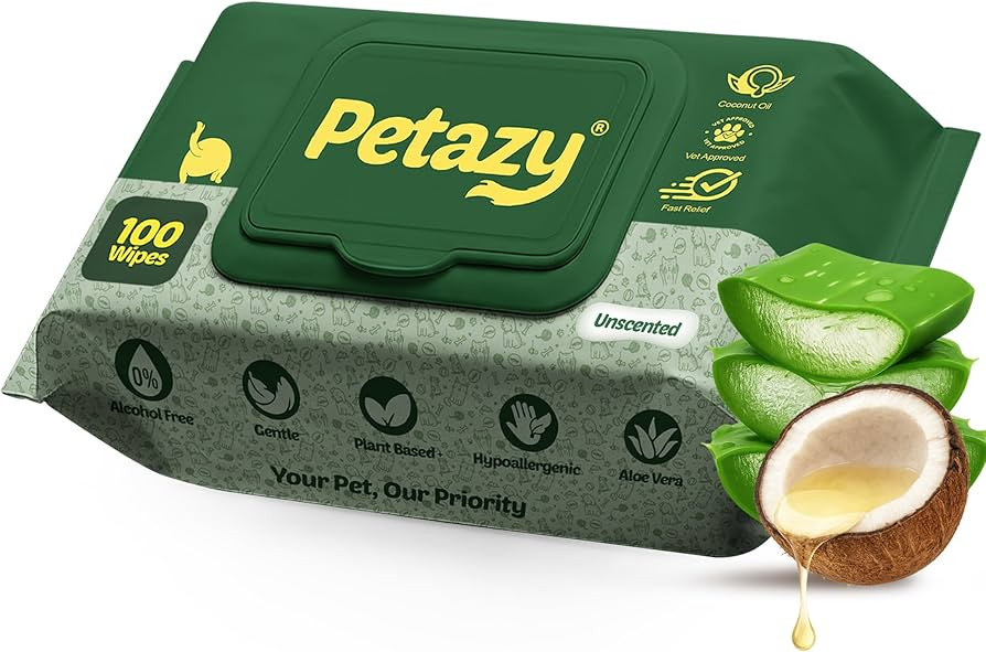 Petazy Pet Wipes for Dogs and Cats \u2013 100 Count (8x8in) Hypoallergenic, Deodorizing Dog Wipes... | Amazon (US)