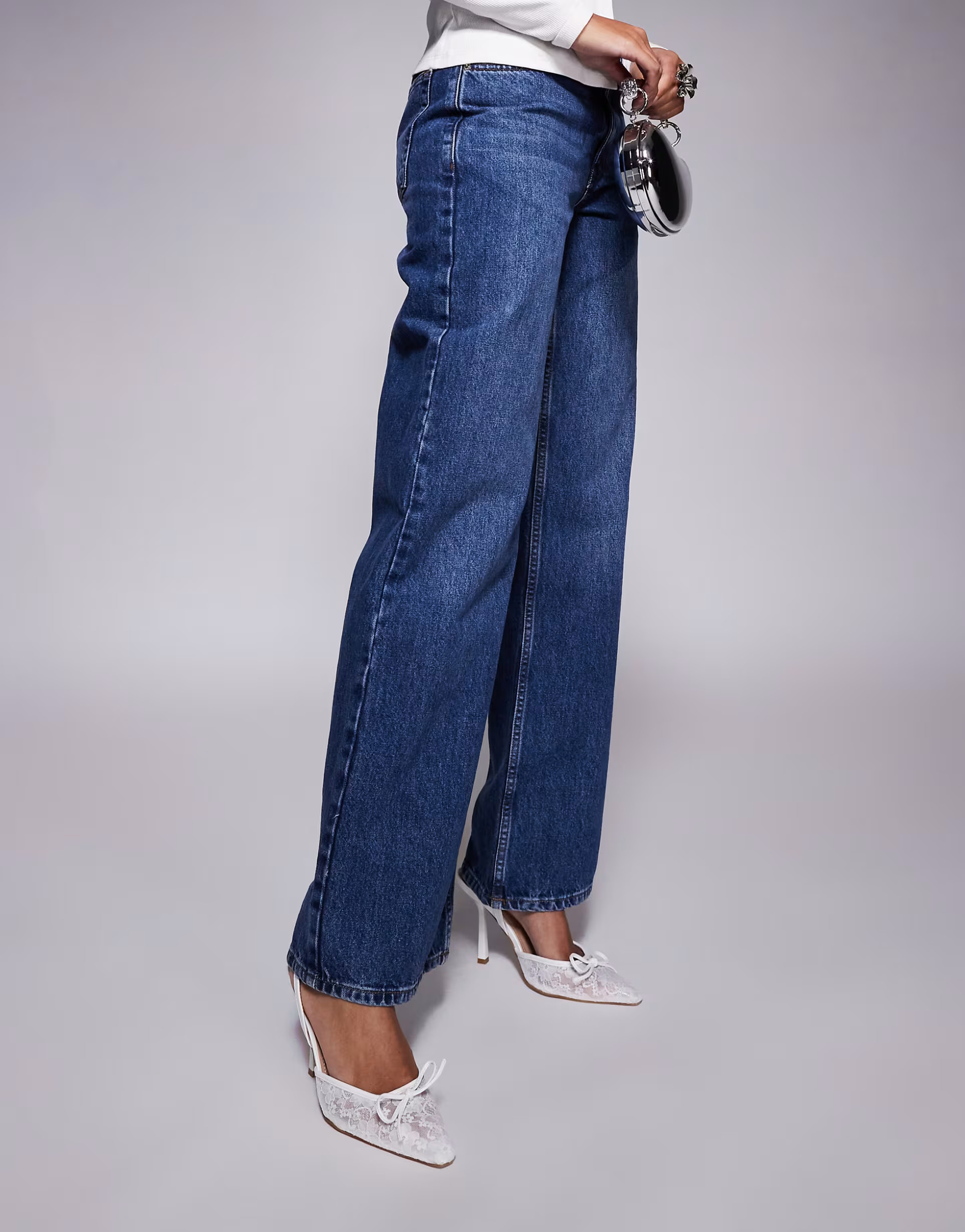 Simmi London Bebee bow detail open back heeled court shoes in white | ASOS | ASOS (Global)