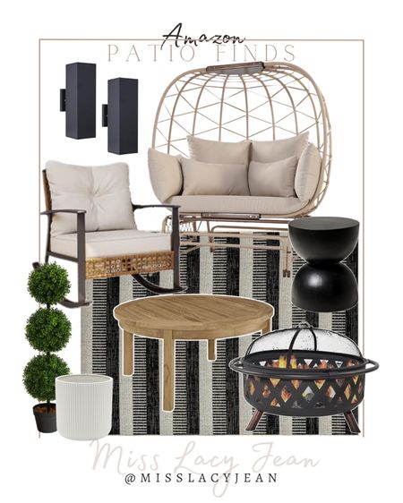 Amazon patio finds include outdoor rug, fire pit, outdoor coffee table, egg chair, outdoor rocking chair, outdoor lighting, outdoor topiary, planter.

Home decor, outdoor decor, patio finds, patio decor, patio furniture 

#LTKHome #LTKStyleTip #LTKFindsUnder100