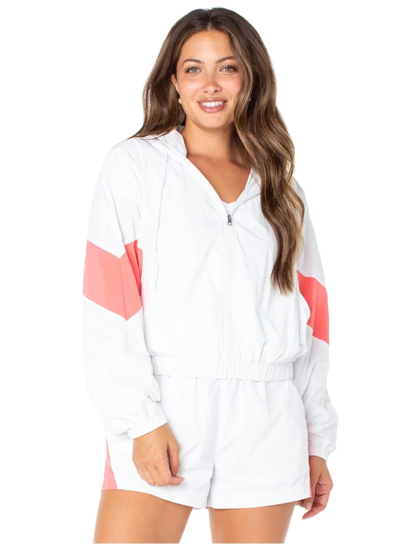 Celebrity Pink Women's Zip Front Hooded Windbreaker Jacket, Sizes XS-XXXL | Walmart (US)