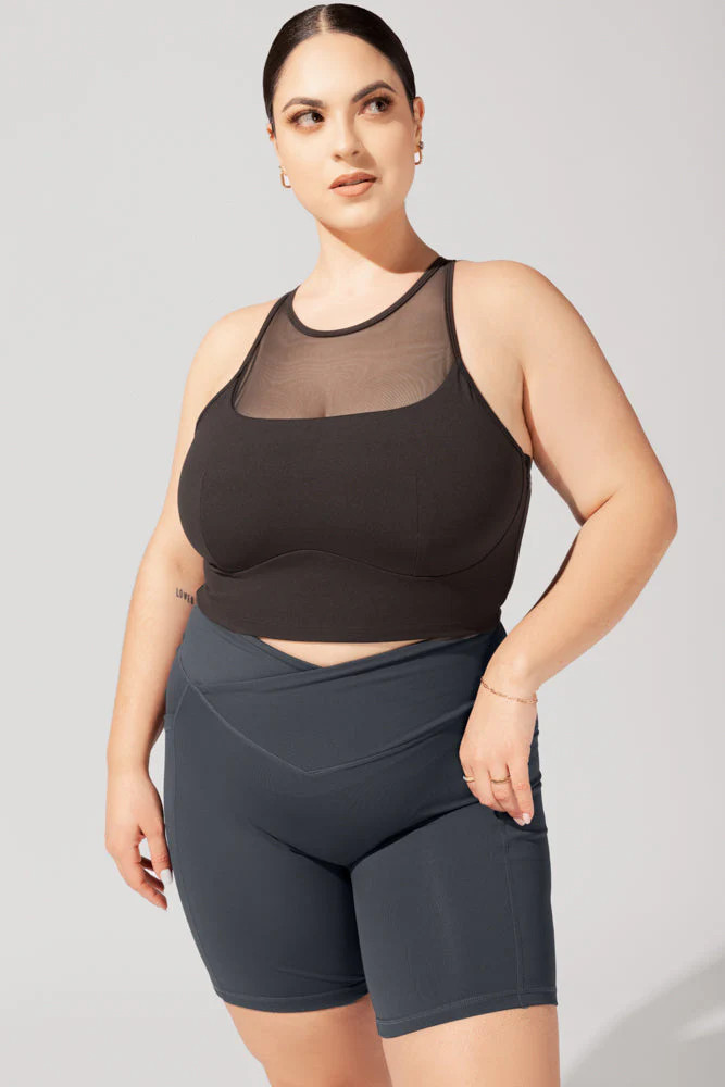 Celeste Mesh Crop Bralette - Black | POPFLEX