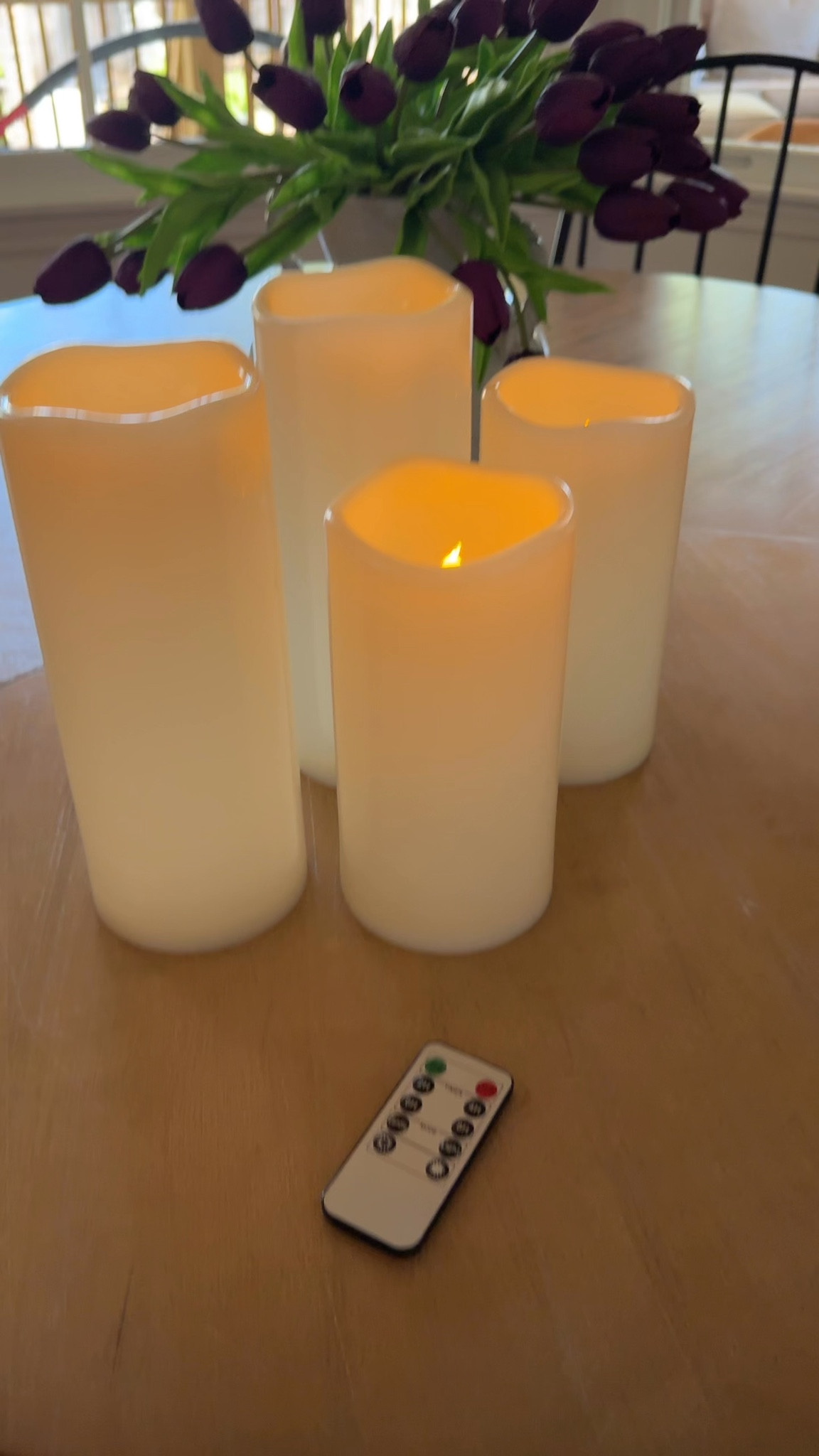 Outdoor candles 
Won’t melt 
Have a remote and timer function 
Several size options 
I use these in my outdoor lanterns and have the same ones in my fireplace for a year round glow

#LTKSeasonal #LTKHome #LTKmomlife