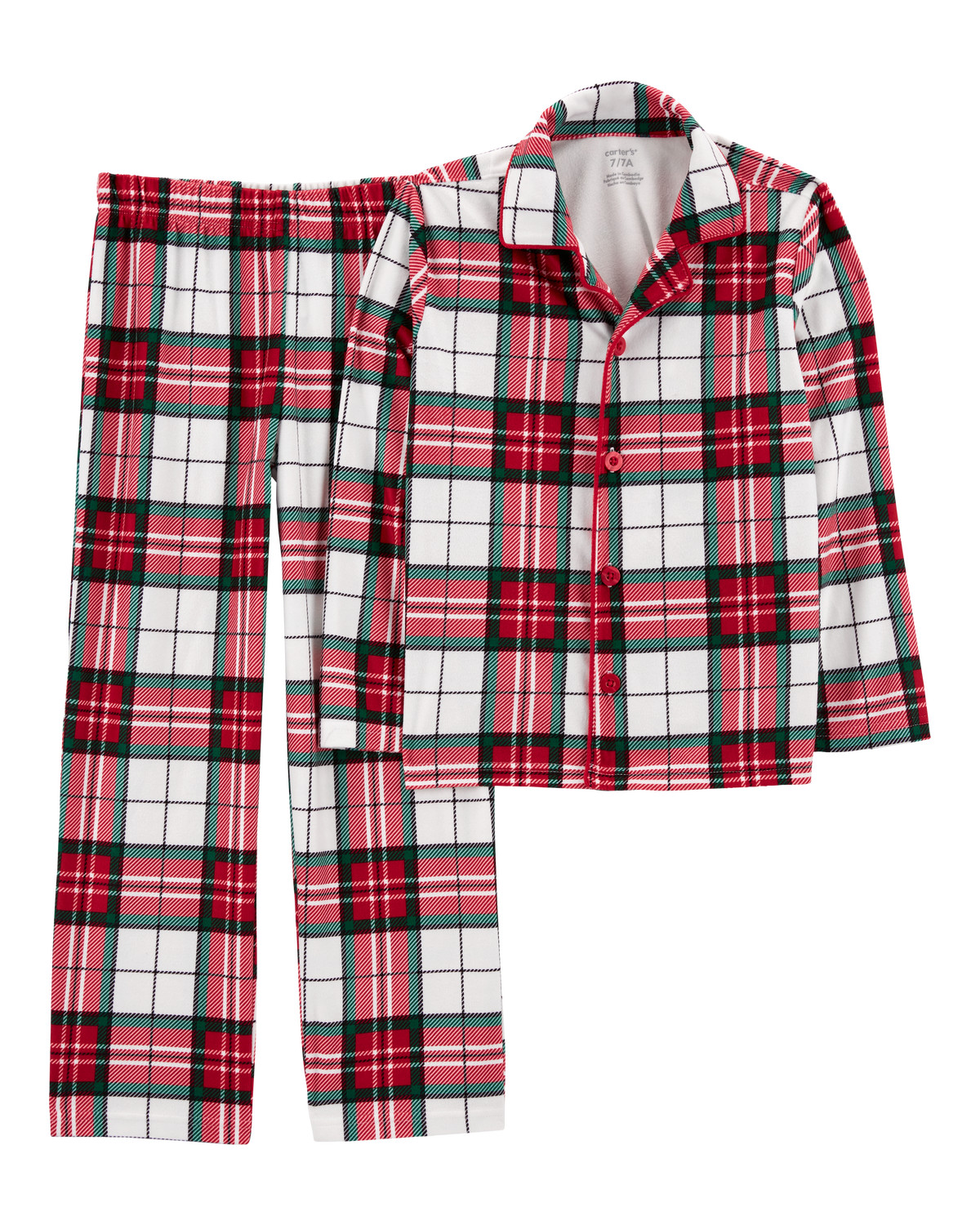 Kid 2-Piece Plaid Fleece Coat Style Pajamas | Carter's Inc