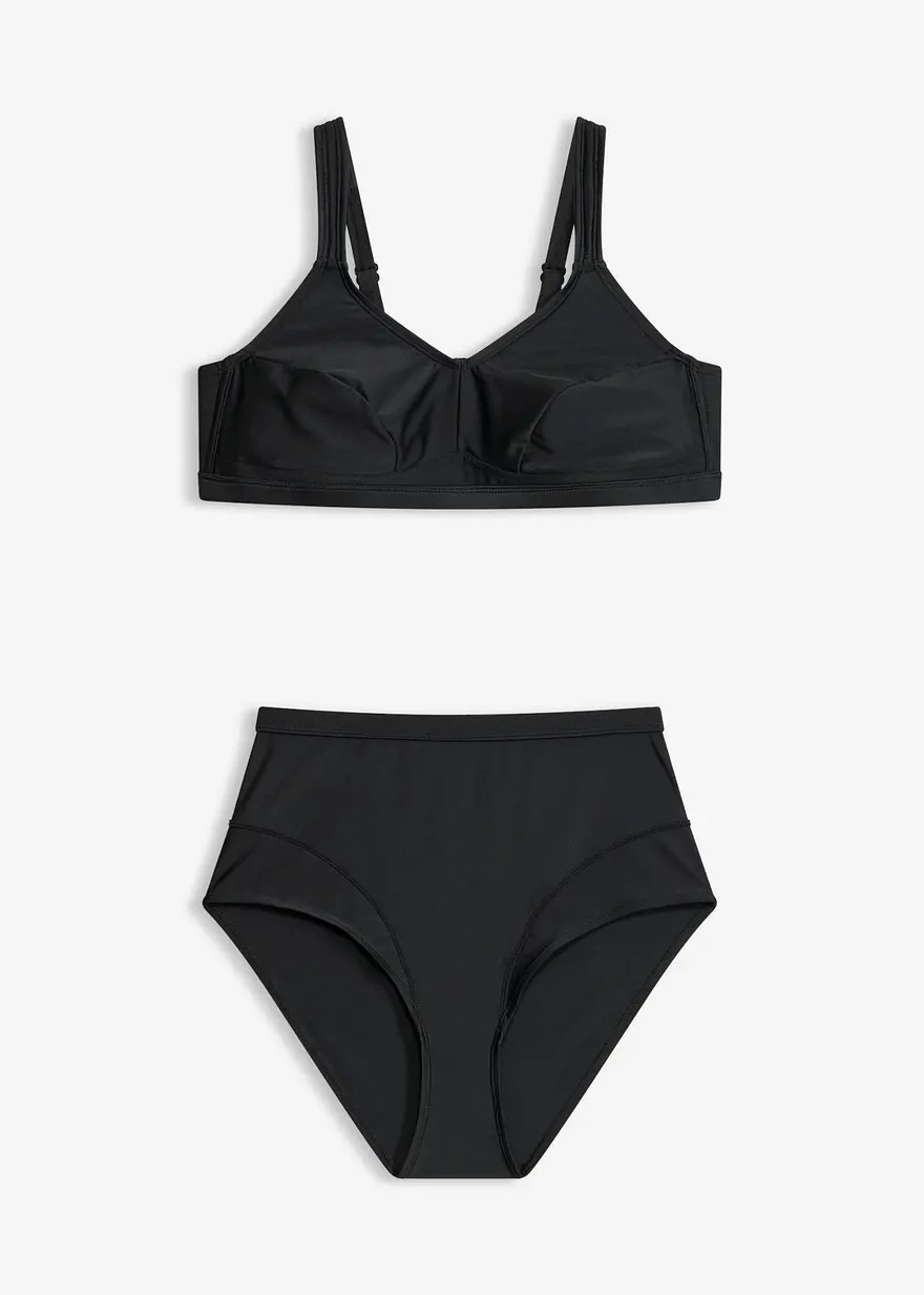 Bedeckender Bikini mit gepolsterten Tr\u00e4gern - schwarz, Cup B | Bonprix DE