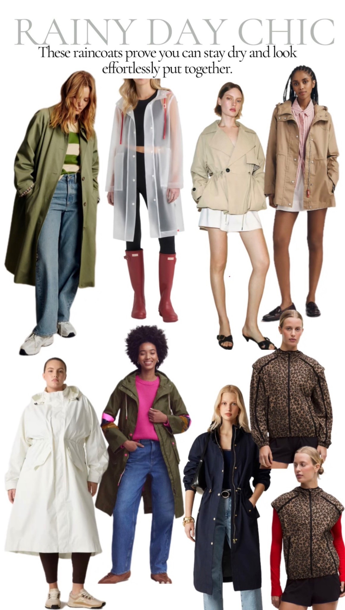 Who says rainy days can’t be stylish? ☔️✨ I rounded up the cutest raincoats that instantly elevate even the simplest outfit. think polished, practical, and actually flattering. From classic trenches to modern silhouettes, transparent to leopard print, these are the pieces that make you want to step out in the rain. Linked all my favorites for you 

#LTKSeasonal #LTKgrwm #LTKootd
