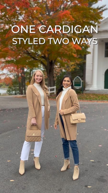 Our favorite wool cardigan styled 2 ways for the weekend and the office. We’re both wearing a size XXS (I sized down 2 sizes from my normal for a closer fit). I have a size comparison of the XXS, XS, and S saved to a highlight on Instagram @strawberrychicxo 

Fall outfits // business casual workwear 

#LTKworkwear #LTKSeasonal