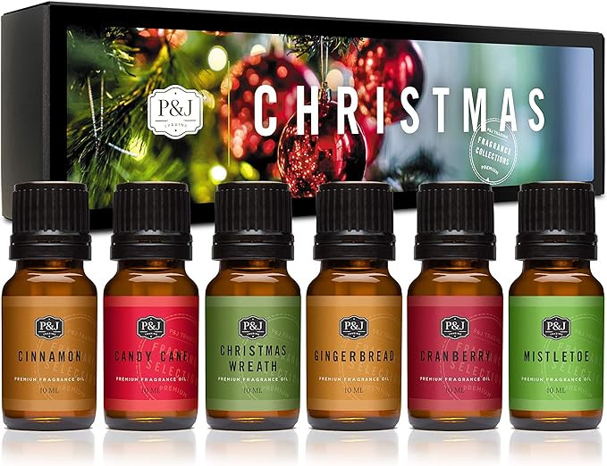 Christmas Set of 6 Premium Grade Fragrance Oils - Christmas Wreath, Mistletoe, Candy Cane, Ginger... | Amazon (US)
