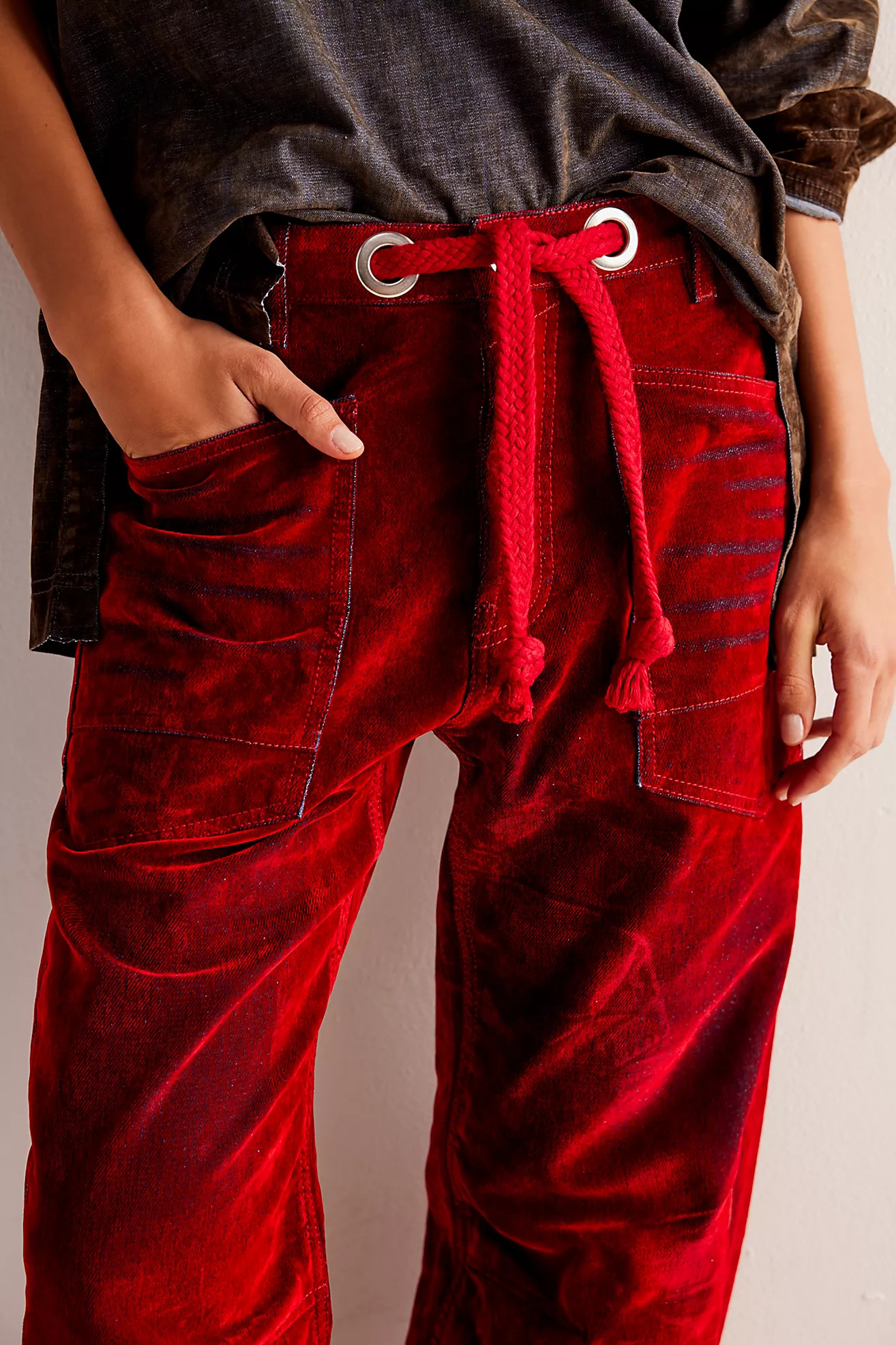 We The Free Moxie Flocked Pull-On Barrel Jeans | Free People (Global - UK&FR Excluded)