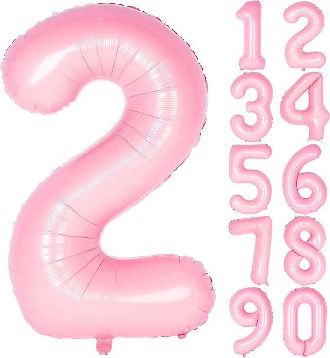 40 Inch Pink Numbers Birthday Party Decorations Helium Foil Mylar Number Balloon 2 | Amazon (US)