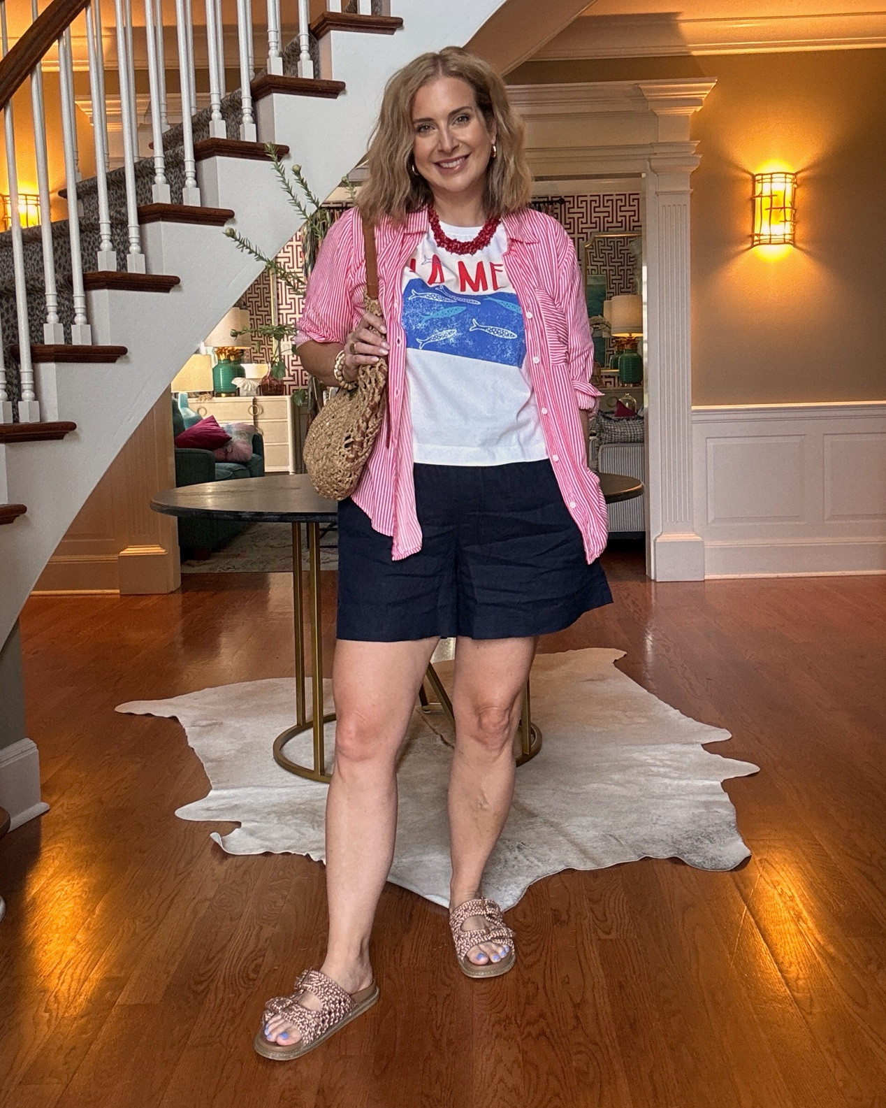 These are a few of my favorites things (summer edition ☀️) Linen, graphic tee, straw bag, chunky jewelry, striped button down, waves, and a pug 🐶🌊

#LTKootd #LTKMidsize #LTKOver40