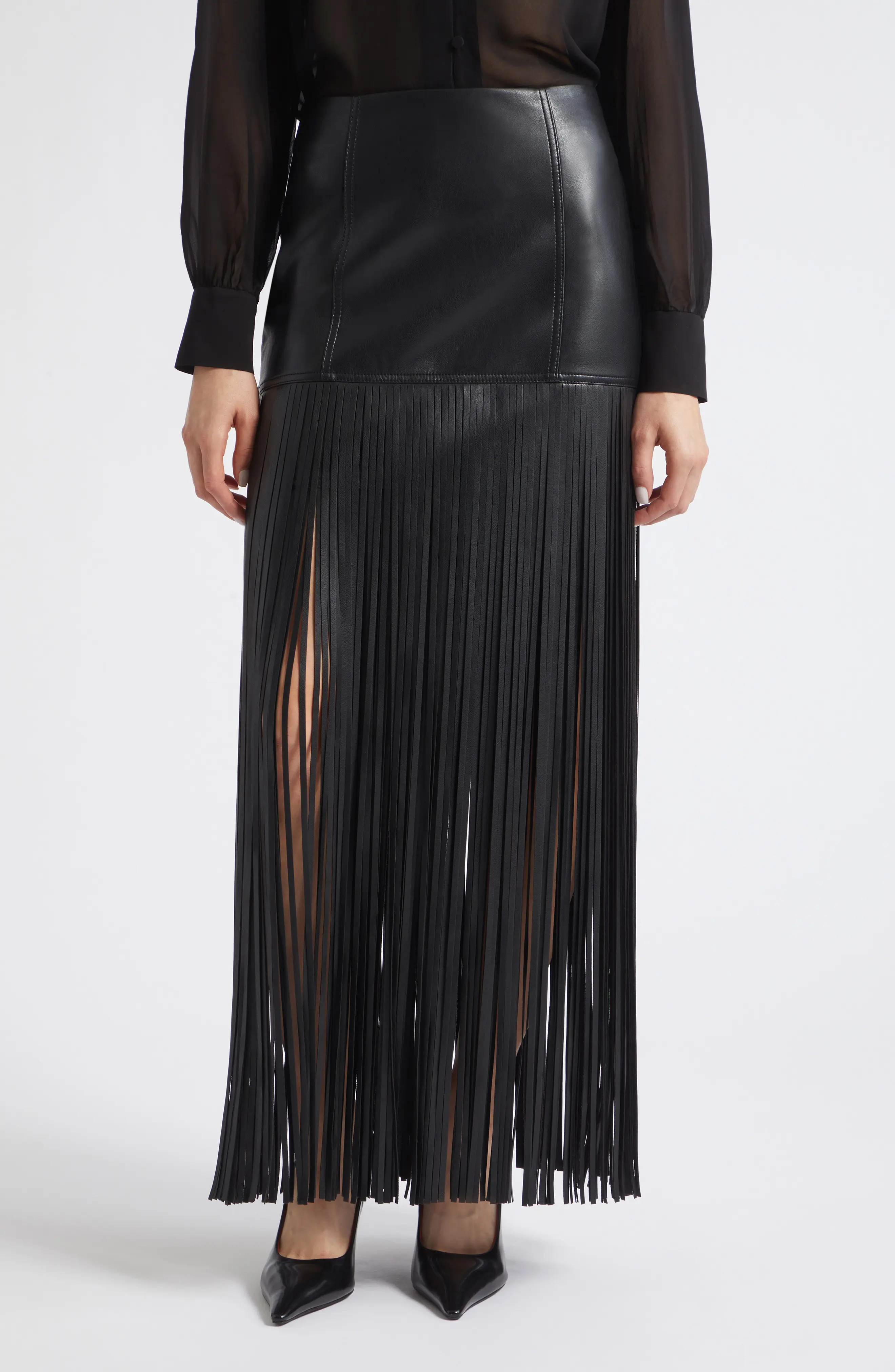 Toccin Soren Fringe Faux Leather Maxi Skirt (Women) | Nordstrom | Nordstrom