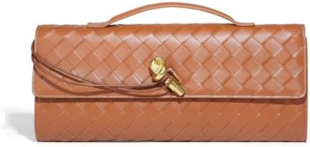 Trendy Woven Evening Clutch Purses for Women Evening Bags Handbags PU Leather Purse with Removabl... | Amazon (US)