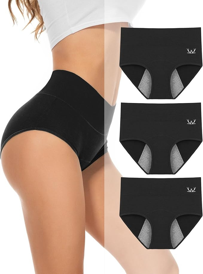 PULIOU Period Underwear for Women Heavy Flow High Waisted Menstrual Panties Teens Cotton Postpart... | Amazon (US)