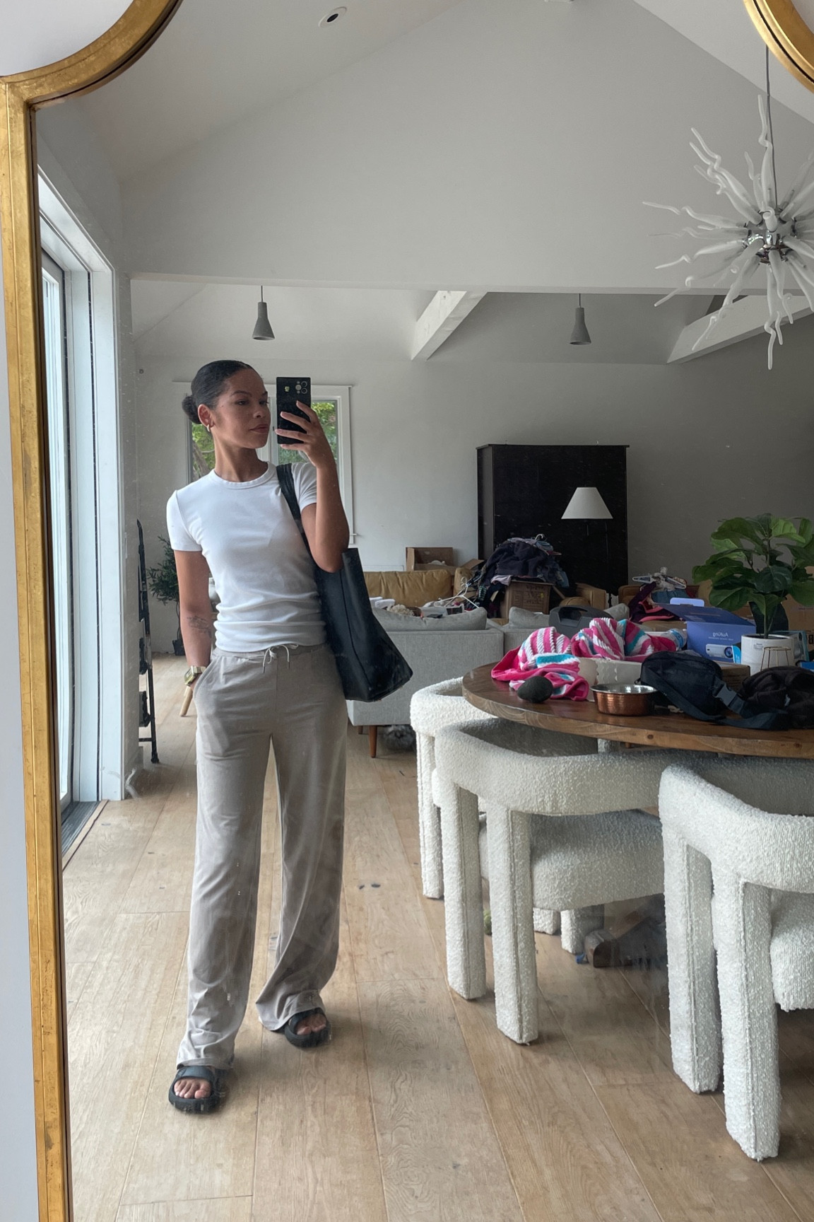 Casual outfit with favorite holy grail fitted white tee shirt that is the perfect length, thickness, and stretch, I’m so tempted to buy more! Plus my pants I reach for at least once a week and the sandals I haven’t taken off this summer 

#LTKItBag #LTKWorkwear #LTKActive