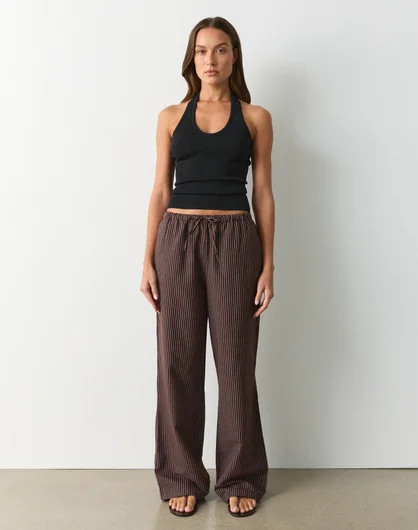 Stripe Cotton Tie Waist Relaxed Pant | Glassons (Australia)