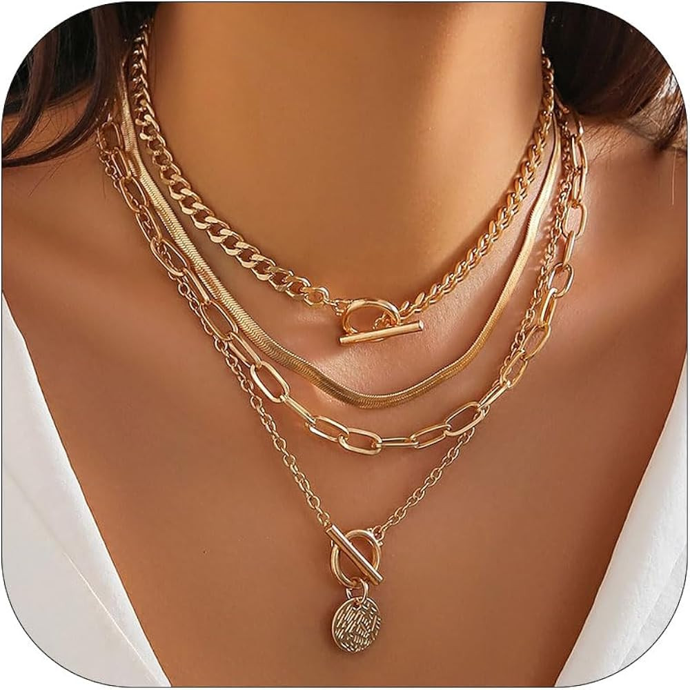 Gold Necklace Women Pearl Necklace Layered Gold Necklace Stack Charm Necklace Stackable Chunky Pa... | Amazon (CA)