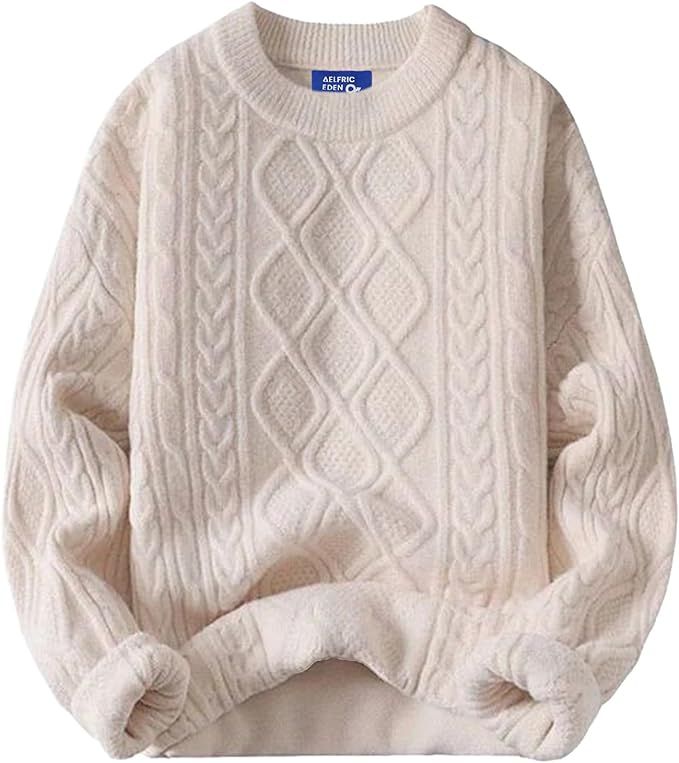 Aelfric Eden Oversized Knit Sweater Solid Vintage Pullover Sweater Unisex Woven Crewneck Knitted ... | Amazon (US)