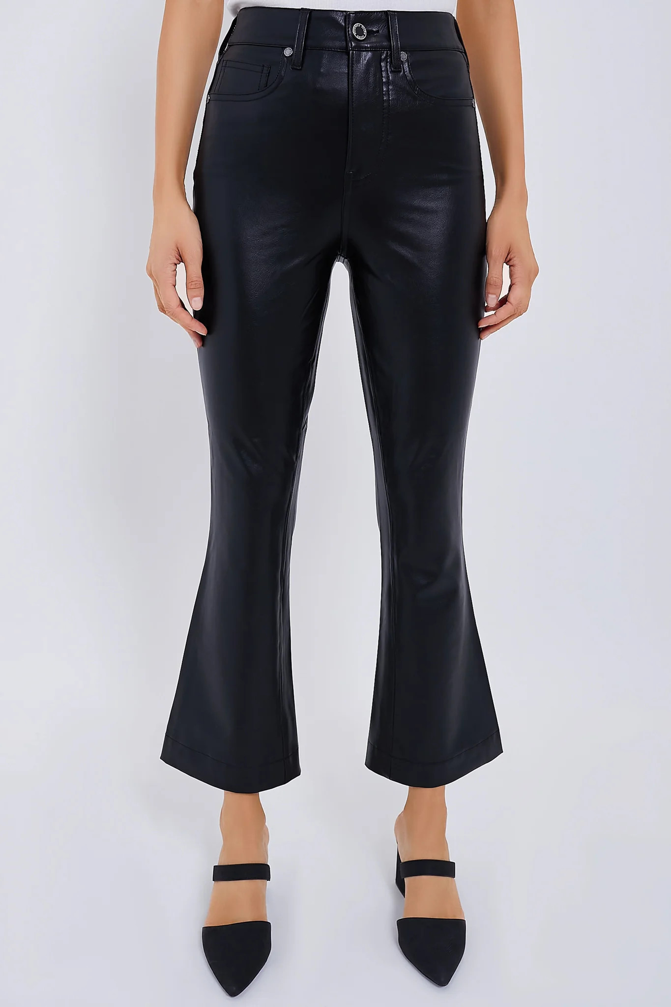 Black Carson Vegan Leather High Rise Ankle Flare | Tuckernuck (US)