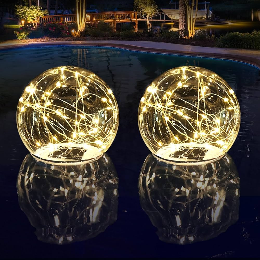 Floating Pool Lights Solar Powered, 6.5 Inch Warm White Light Up Solar Pool Lights That Float, Wa... | Amazon (US)