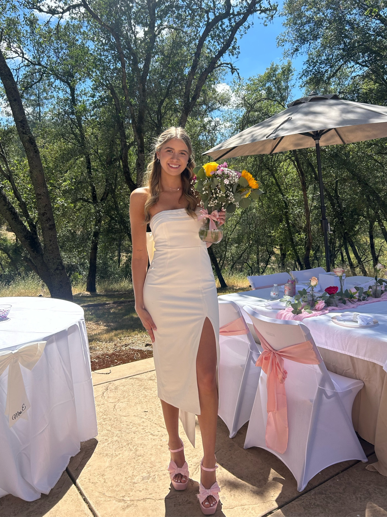 Bridal shower bow dress and matching bow heels! 🎀🩷 She’s tying the knot outfit! 

#LTKWedding