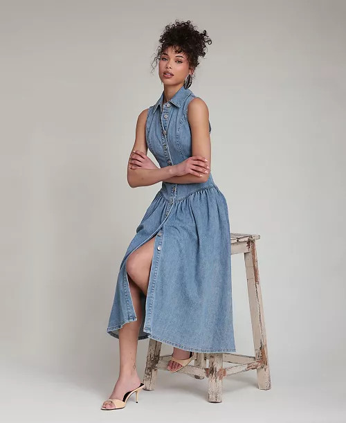 Women's Spread Collar Midi Dress | Macy's