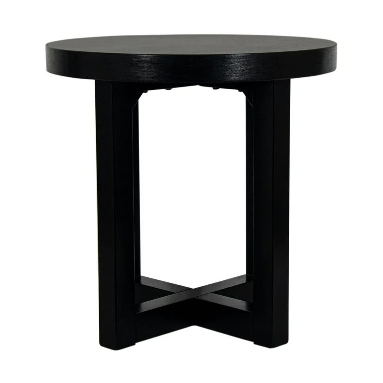 Round Black Cross X Base Wood End Table by East at Main ( 22" Diameter x 22" Height) | Walmart (US)