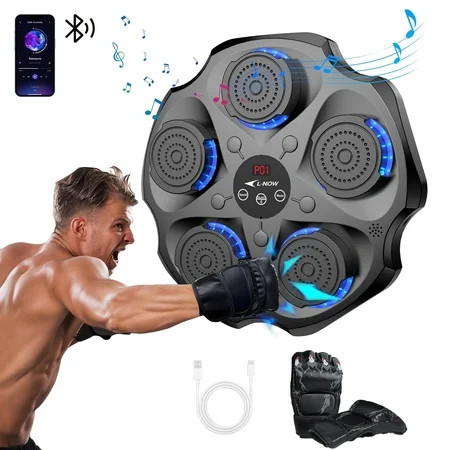 LNOW Music Boxing Machine with Boxing Gloves, Wall Mounted Smart Bluetooth Music Boxing Trainer, Electronic Boxing Target Workout Punching Equipment for Home, Indoor and Gym | Walmart (US)
