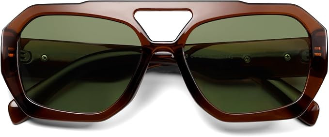 SOJOS Trendy Hexagonal Aviator Sunglasses Women Men Polarized Square SJ2288 | Amazon (US)