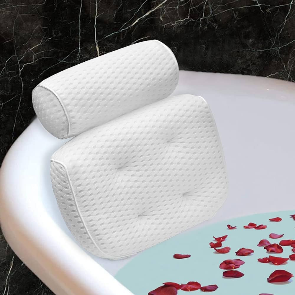 Amazon.com: Bath Pillow for Bathtub Support Neck,Head and Back with Non-Slip Suction Cups and Com... | Amazon (US)