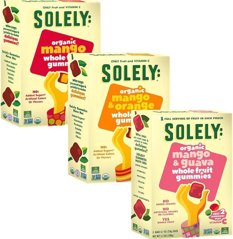 Solely Fruit Gummies 3 Flavor Variety, No Added Sugar, 3.5 OZ Each (Pack of 3) | Amazon (US)