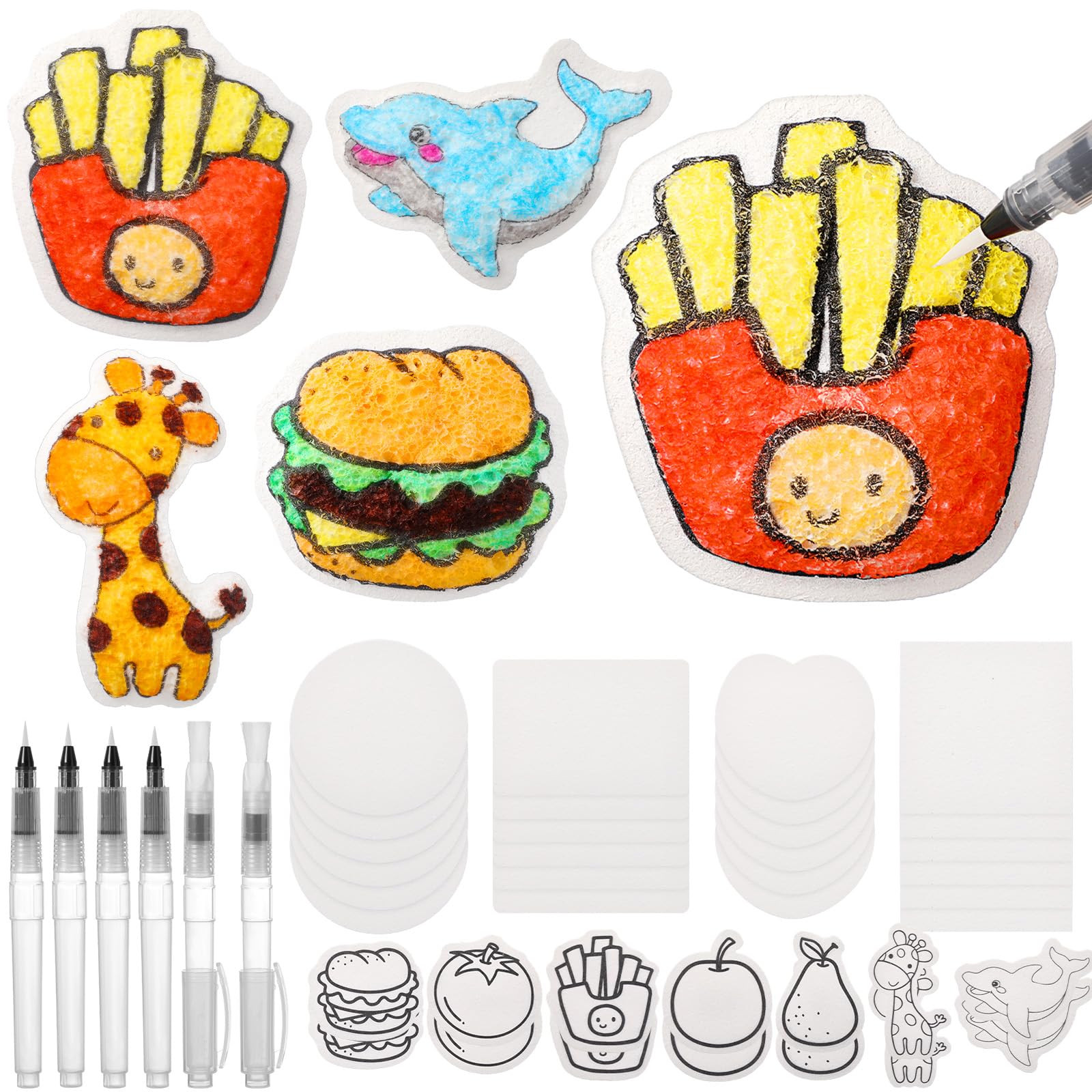 Faccito 44 Pcs Magic Foam Texture Painting Kit, Including 38 Foam Texture Paper, 6 Water Brush Pe... | Amazon (US)