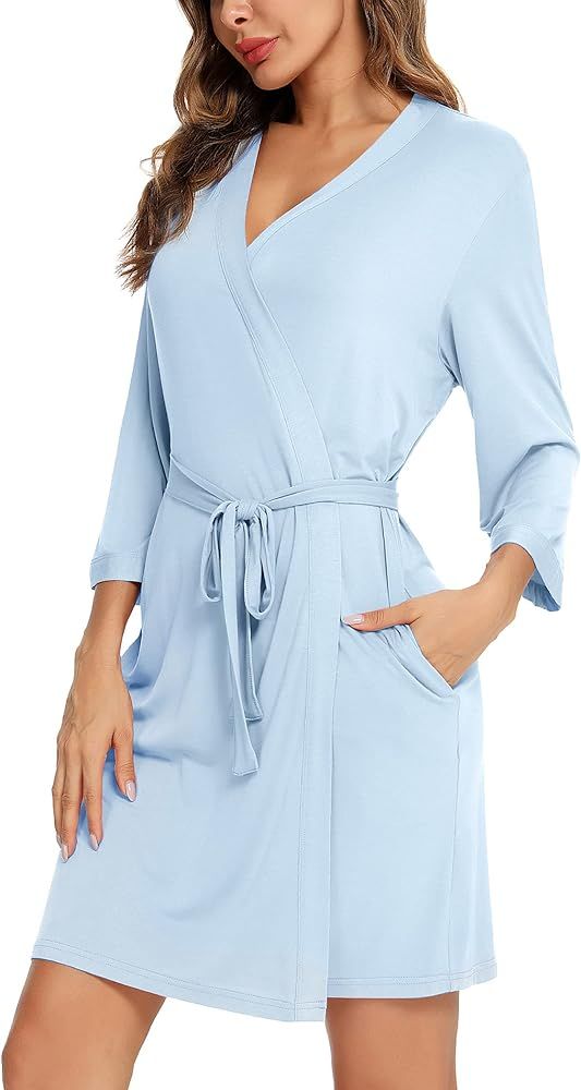Samring Women's Lightweight Robe Soft Kimono Robes Short Bathrobe for Women Sleepwear | Amazon (US)
